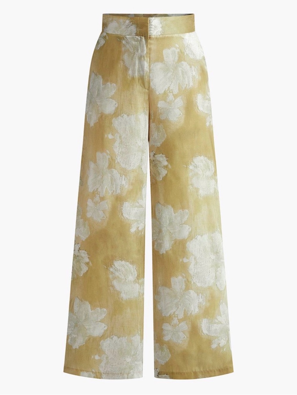 Commense Apricot Floral Printed Wide Leg Pants